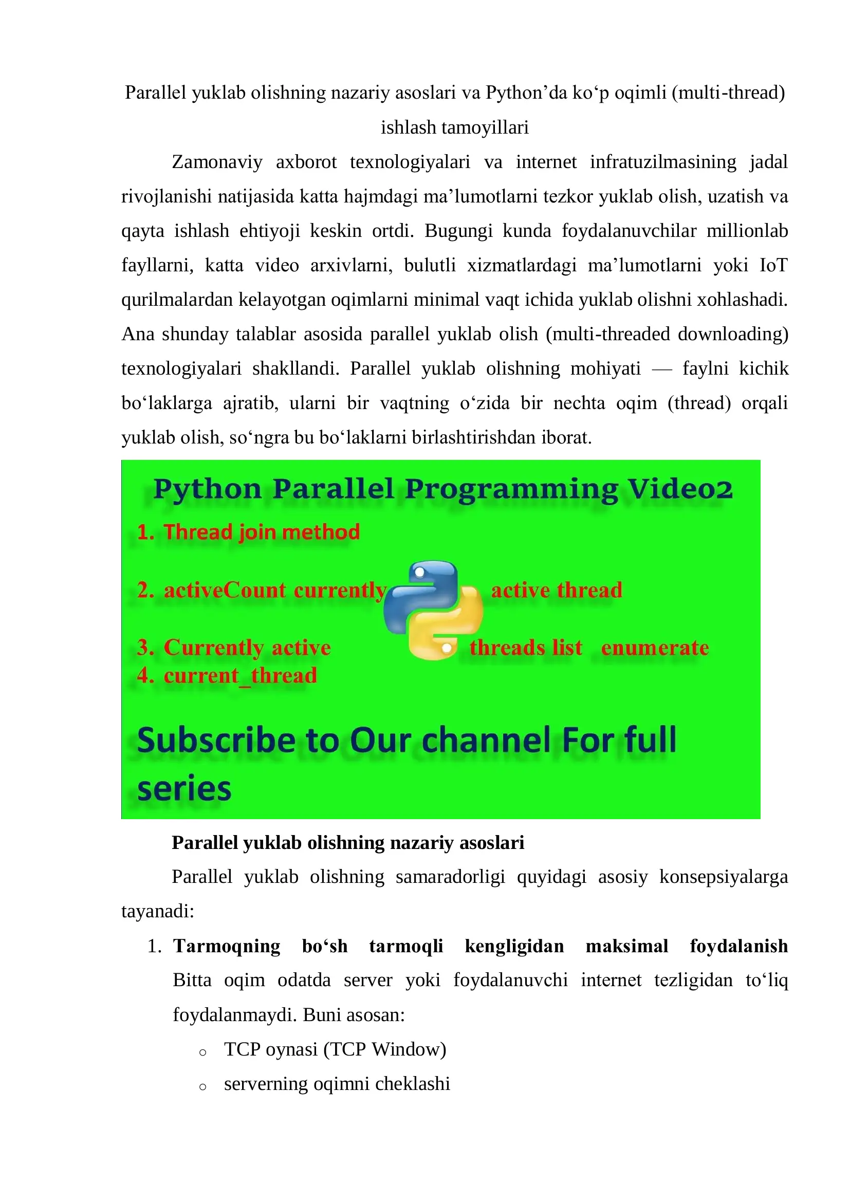 PYTHON’DA PARALLEL YUKLAB OLISH (MULTI-THREAD DOWNLOADER) YARATISH