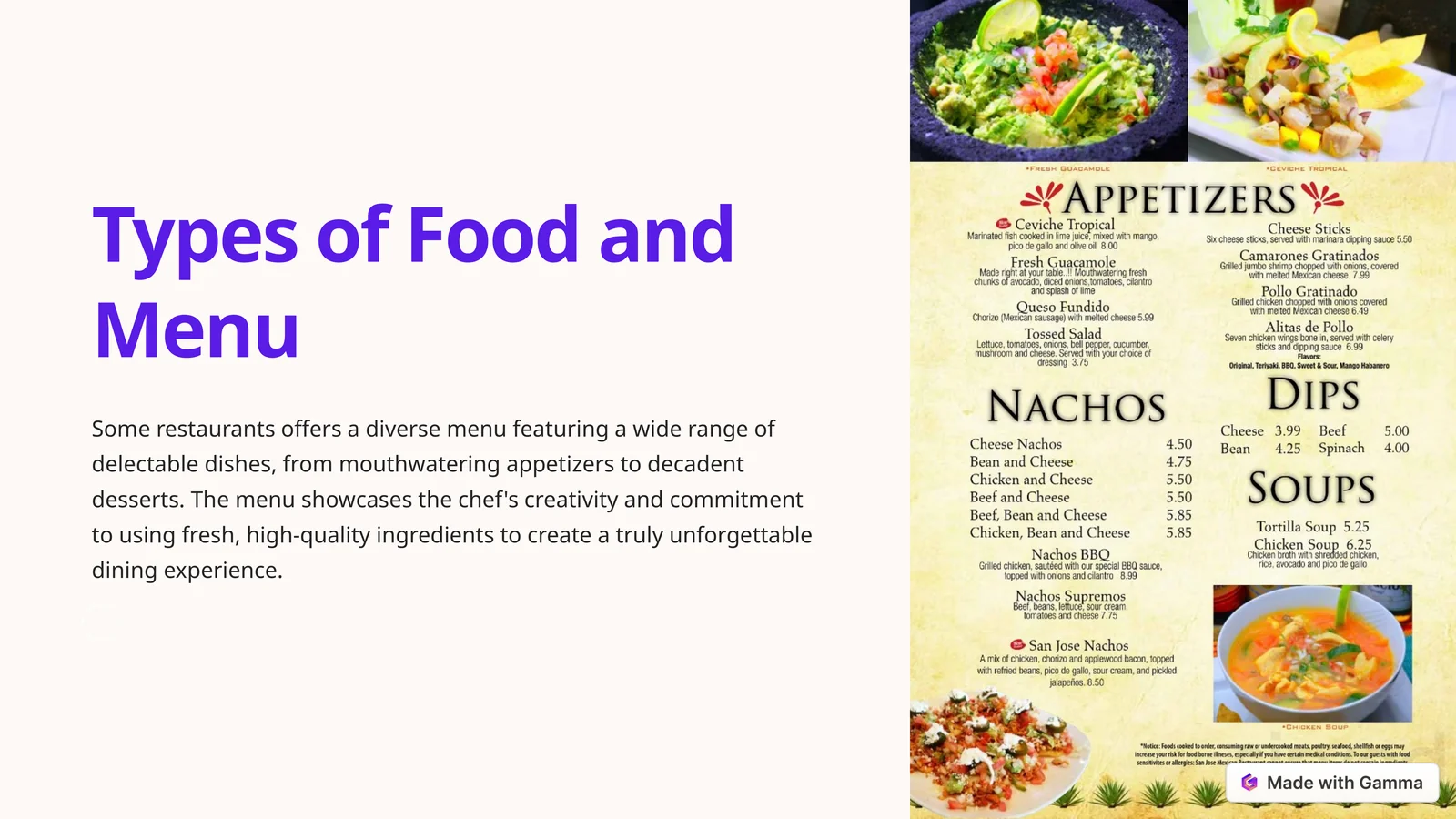 Lunch Types Names Types of Food and Menu