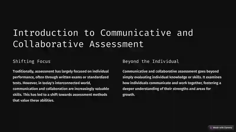 Communicative and Collaborative Assessment