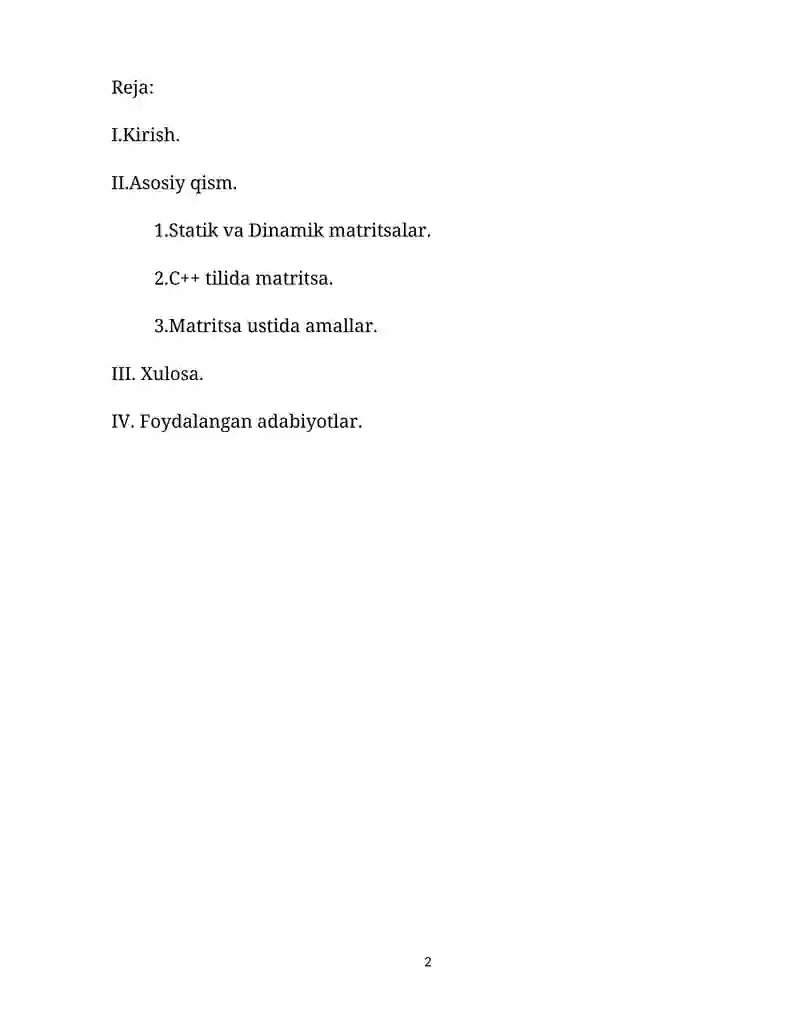 C++ da Matritsalar ustida amallar bajaruvchi dastur