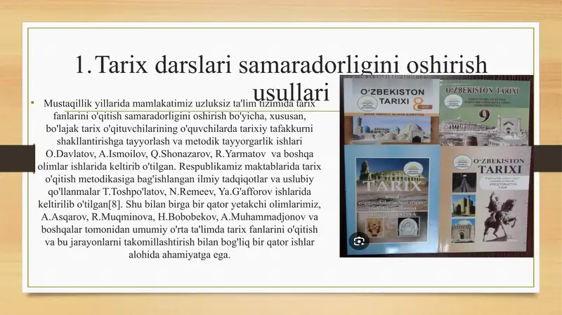 Tarix Rasmlar Tarixning amaliy usullari va tarix darslarining turlari