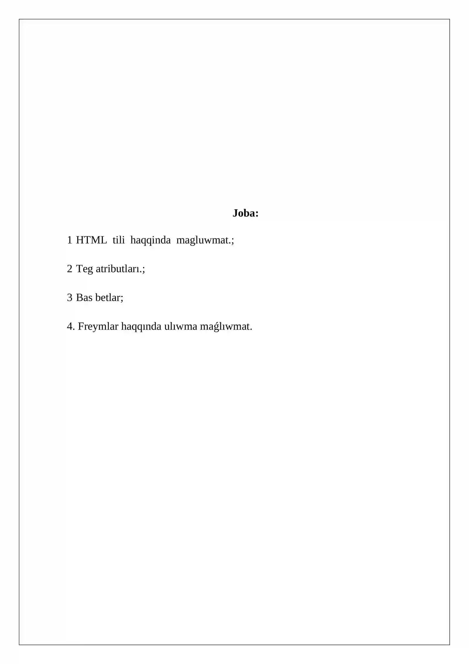 Html Rasimlar HTML tilida Web-sahifati yaratish: gipermatn, teglar, atributlar ...