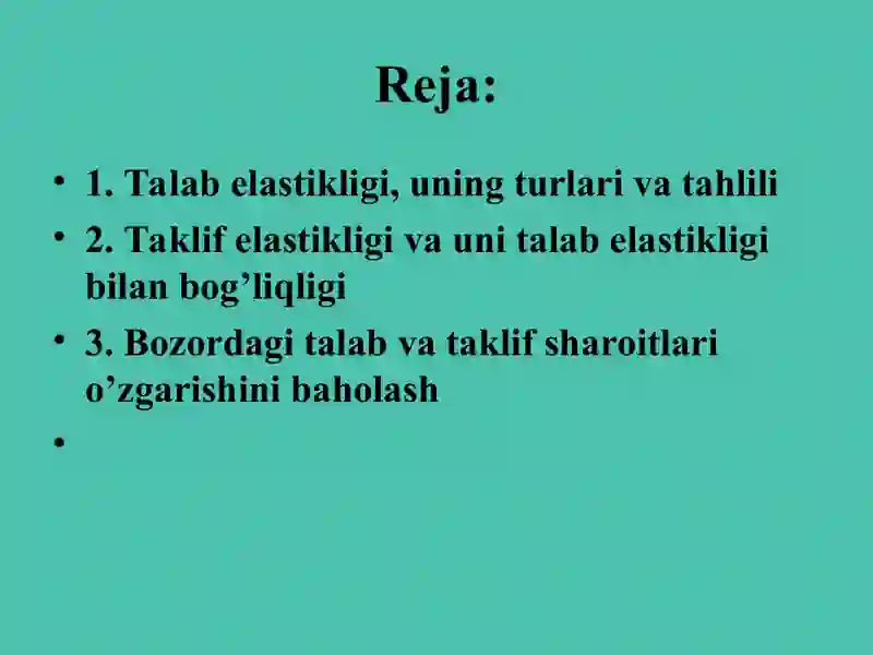 Talab Stak Talab va taklif elastikligi