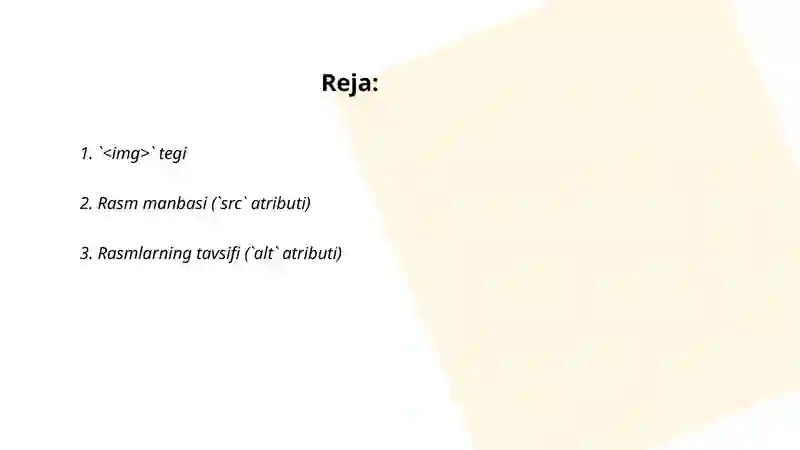 Html Rasimlar HTML tilida rasmlar hosil qilish teglari