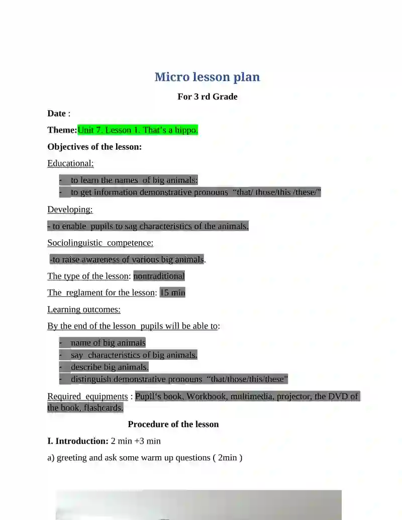 Lesson plan for the microteaching