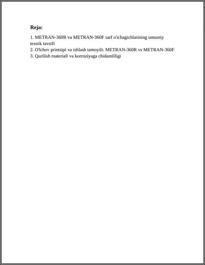 METRAN-360R VA METRAN-360F SARF O'ICHAGICHLARINING TEXNIK ...