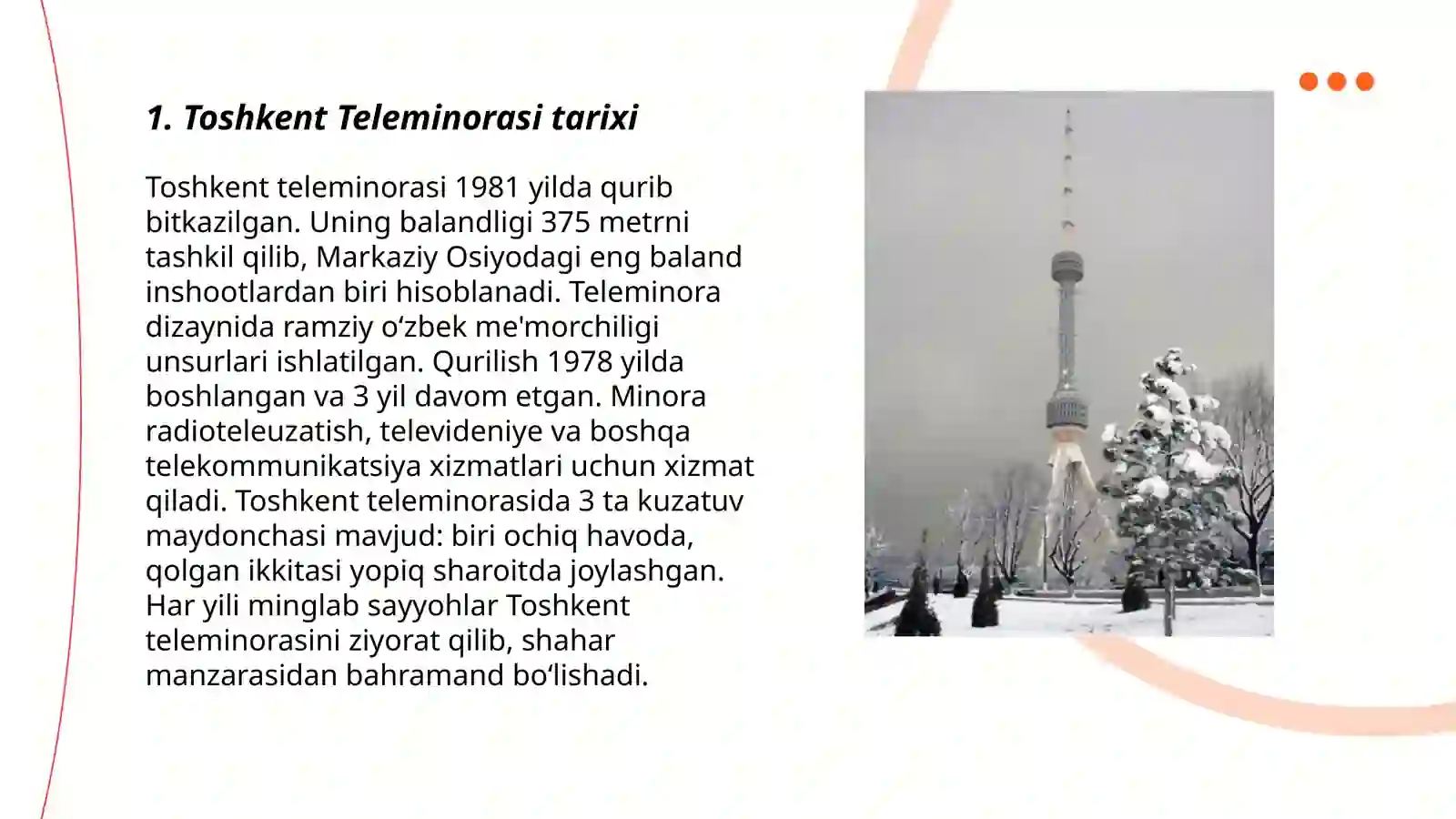 Teleminora Rasmi Toshkent Teleminorasi haqida
