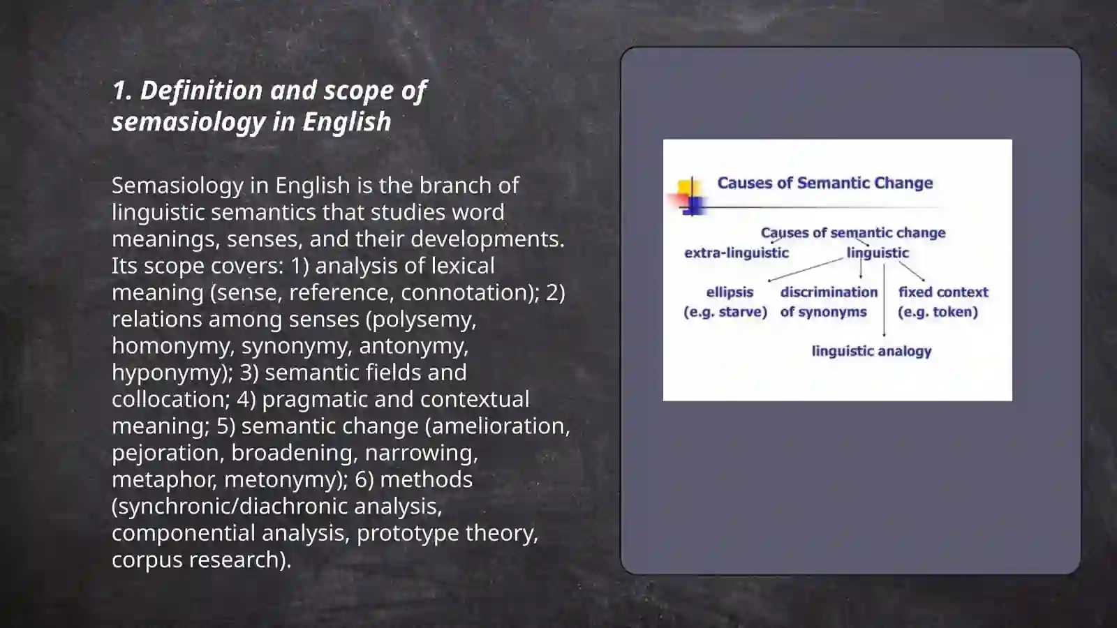 Semantic Change Types Tree Semasiology: Types of Meaning and Semantic Change