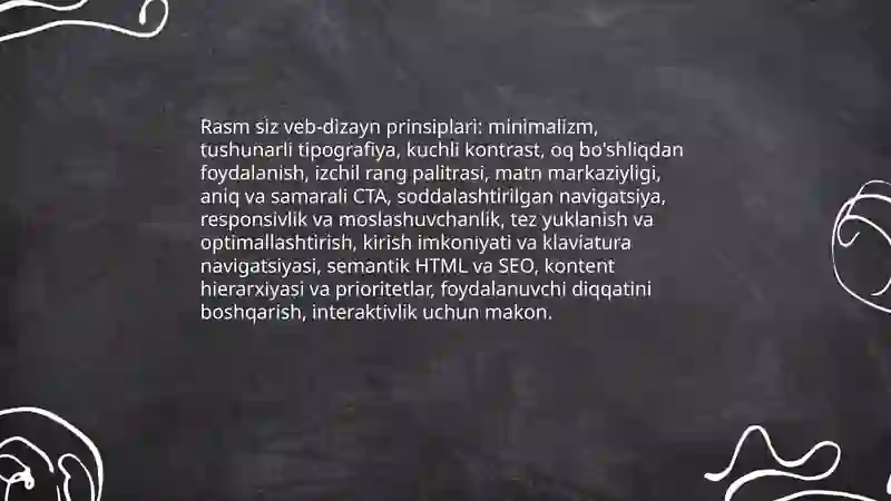 Rasm siz veb-dizayn prinsiplari
