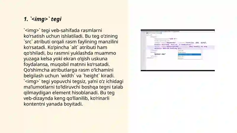 Html Rasimlar HTML tilida rasmlar hosil qilish teglari