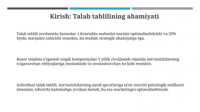 Talab Stak Talab tahlili va bozor talabining tahlili