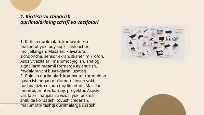 Kiritish Va Chiqarish Qurilmalarining Ta rifi Va Vazifalari kiritish-va-chiqarish-qurilmalarining-ta-rifi-va-vazifalari