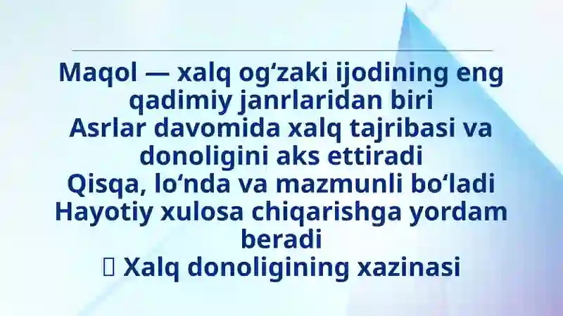Xalk Rasmi O’zbek xalq maqoli