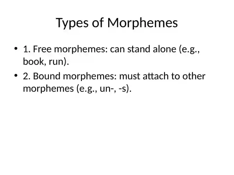 Morphemic Display The Morphemic Structure of the English Language