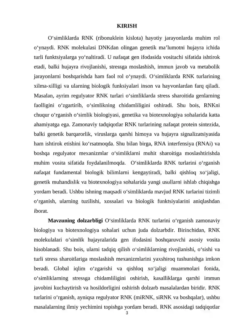Rnk Rasmi O'simliklarda RNK tiplari