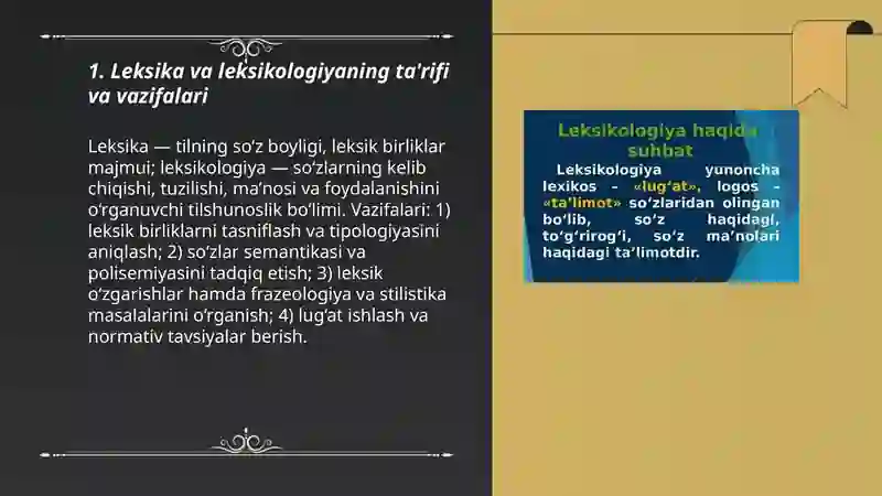 Leksika Rasm Leksika va leksikologiya haqda umumiy malumot