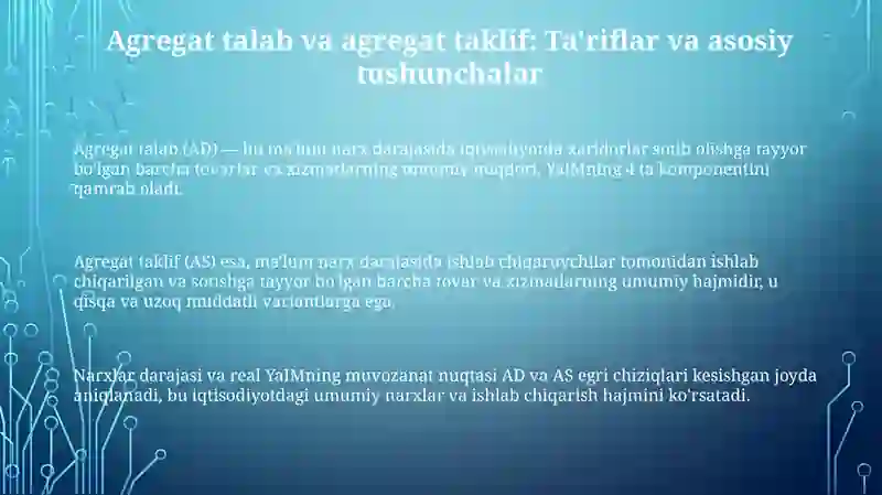 Talab Stak Agregat talab va taklif