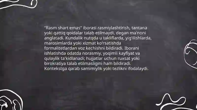 Cheteldagi Rasm Rasm shart emas