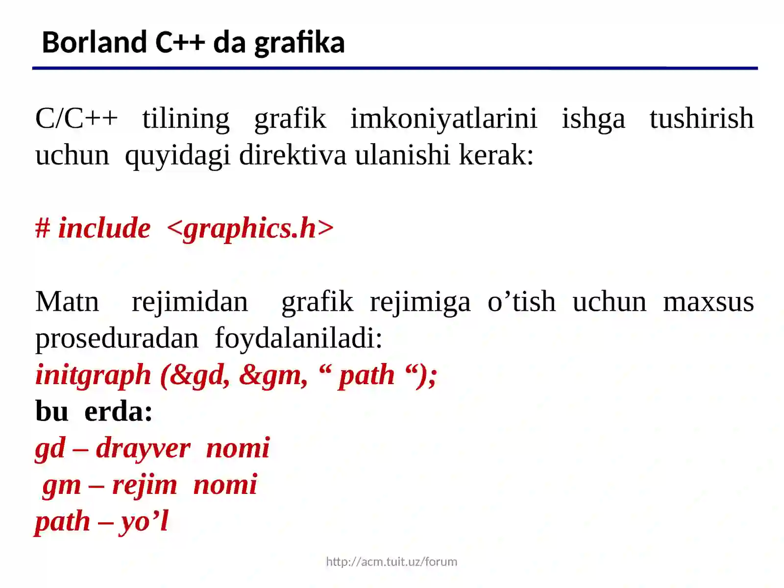 C++ tilining grafik imkoniyatlari