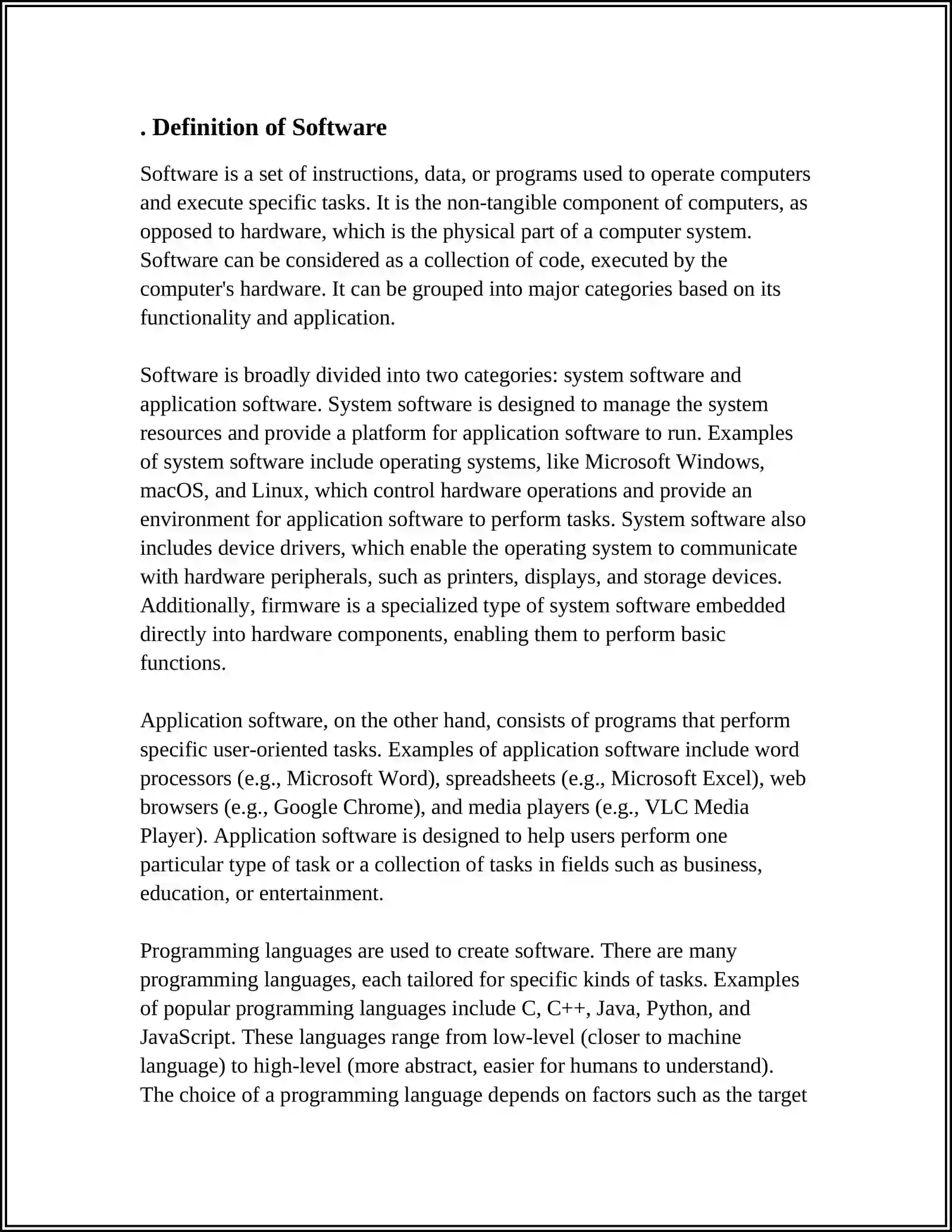 Def For Software DEFINE THE CONCEPT OF