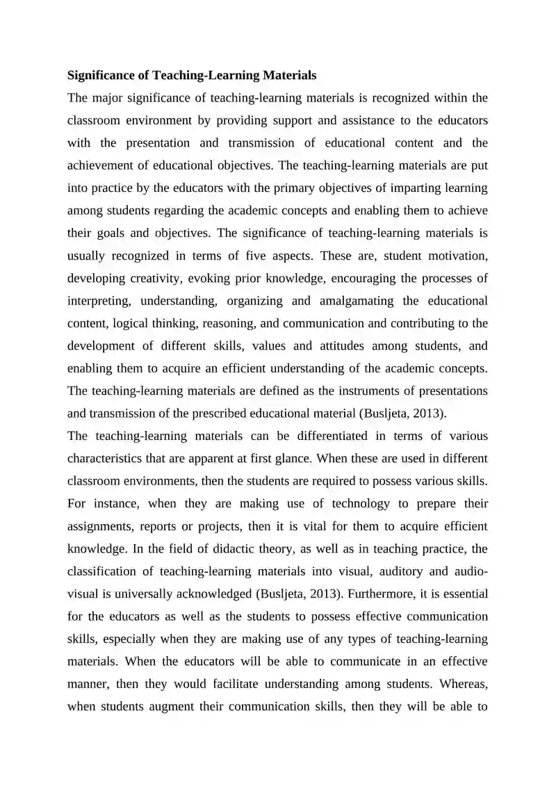 Development of Teaching-Learning Materials